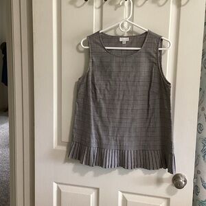 J. Jill Gray Plaid Sleeveless Tank with Pleated Hem